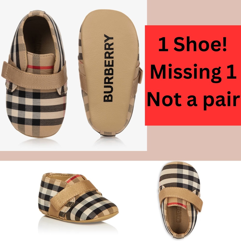 1 Burberry [ Unisex 15 ] Charlton Vintage Check Crib Shoe -‎ Baby New U1562